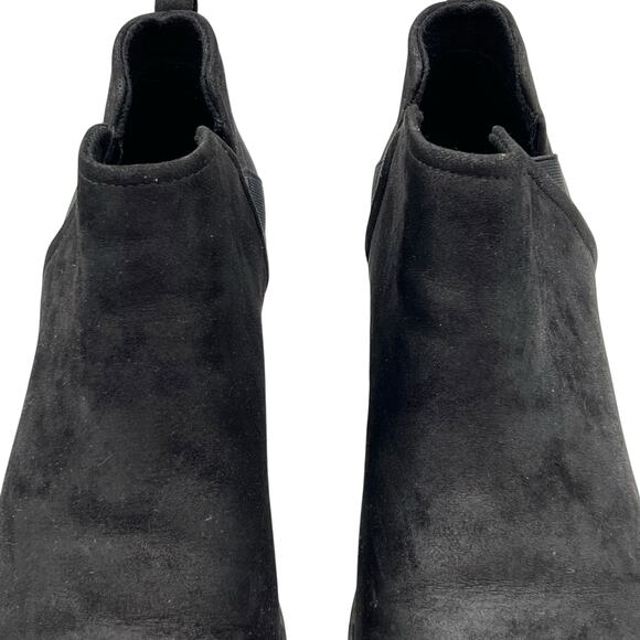 Crown Vintage Chelsea Size 11 Chunky Heel Ankle Boots Booties Black Slip On - Picture 14 of 15